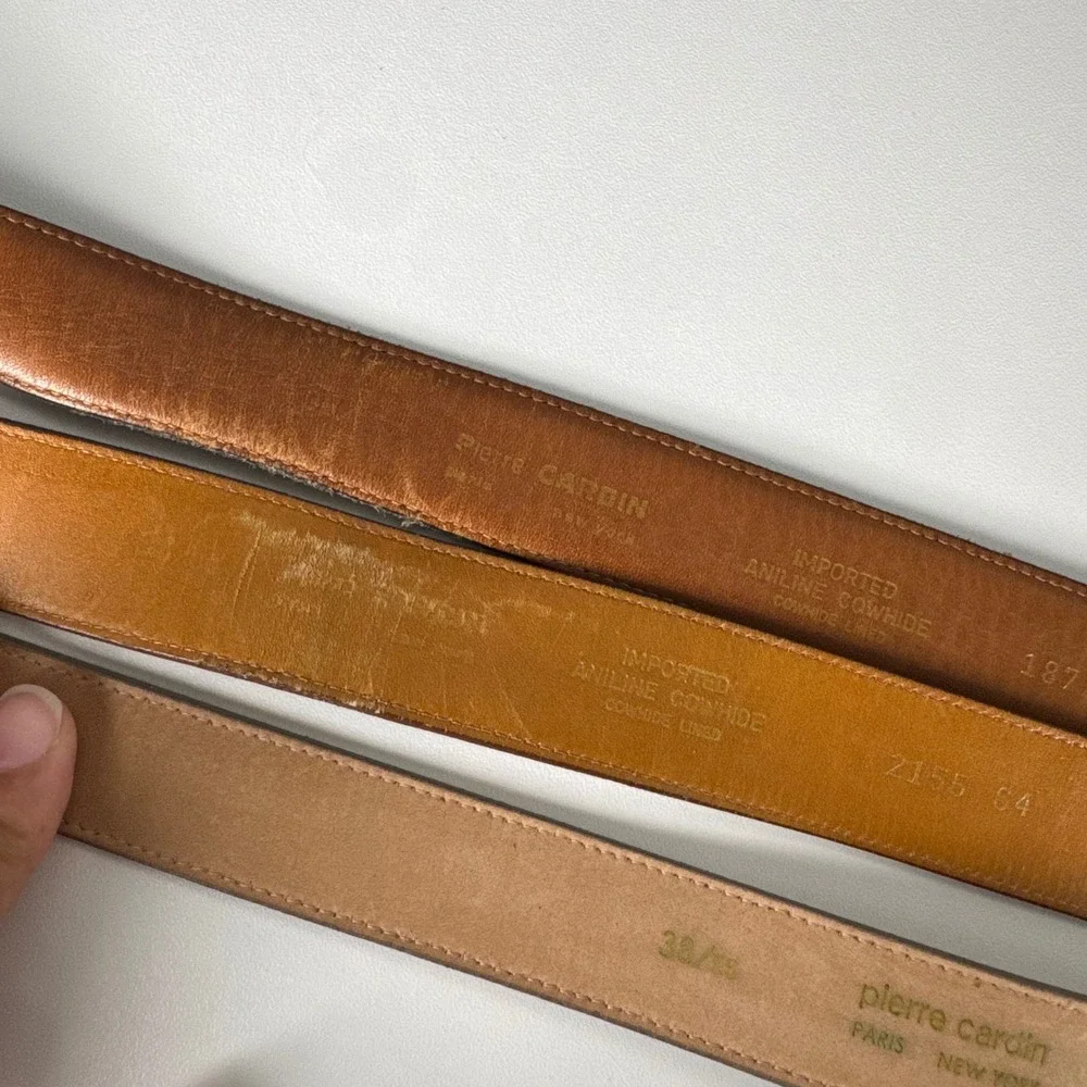 Pierre Cardin Vintage Leather Belt Bundle Womens Black Brown Tan Cowhide 34 F14Q